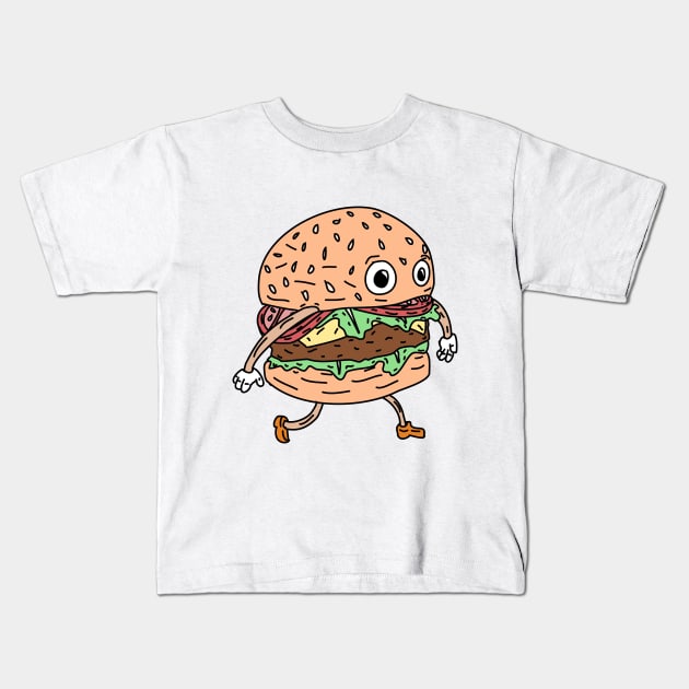 Burger Man Kids T-Shirt by Vatar